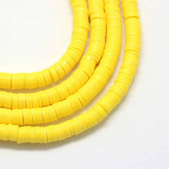 Handmade Polymer Clay Beads Disc/Flat Round Heishi Beads Yellow 6x1mm Hole: 2mm about 380~400pcs/strand 17.7 inch