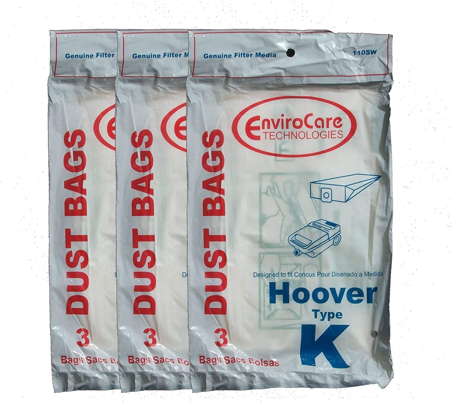 Hoover Type D Upright Vacuum Cleaner Bags Part #4010005D Dial a 12 bags 4 pkgs 