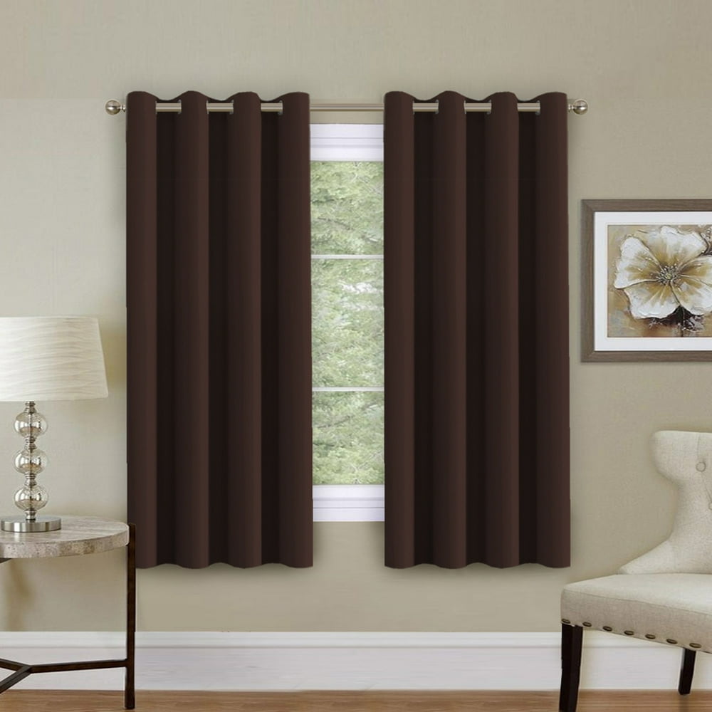 H.VERSAILTEX Blackout Chocolate Brown Curtain Panels for Short Window