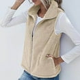 thumbnail image 4 of Jalioing Womens Sleeveless Vest Double-Faced Velour Lapel Full-Zipper Closure Soft Comfy Fleece Clothing (Small, Beige), 4 of 8