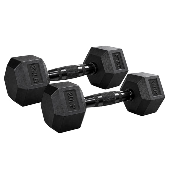 Aurorafy Hex Dumbells, Rubber Encased Strength Training Workout Weight Set, 20 lb Pair