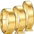 thumbnail image 3 of Tungsten Steel Couple Rings Classic Flat Beveled Gold Finish, 3 of 5