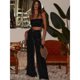 thumbnail image 1 of Pantalones Pleuche De Cintura Alta Con Pierna Ancha Para Mujer Con Bolsillos Para Viajes De Fiesta Diarios Pantalones De Pierna Ancha Para Mujer Pleuche De Cintura Alta Moda Casual, 1 of 6