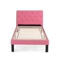 thumbnail image 4 of Modern Pink Faux Leather Tufted Twin Platform Bed, 4 of 7