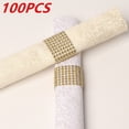 thumbnail image 1 of Servilleteros de diamantes de imitación, decoración ostentosa para bodas, cenas, elegantes, dorados, plateados, suministros para fiestas, 100/50 piezas, 1 of 4