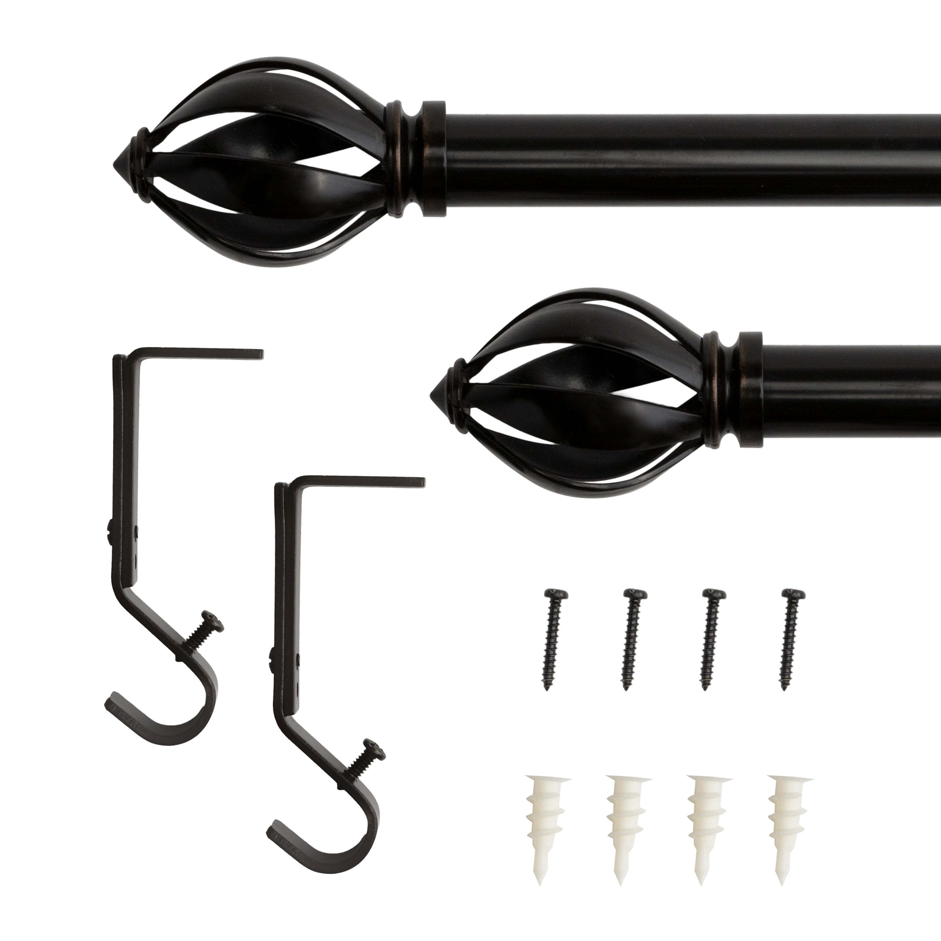 Lumi 3/4" Acorn Cage Curtain Rod, Oil Rubbed Bronze, 36"-66"