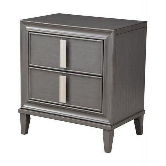 28.5 x 27 x 17.5 in. Contemporary 2 Drawer Nightstand, Dark Grey