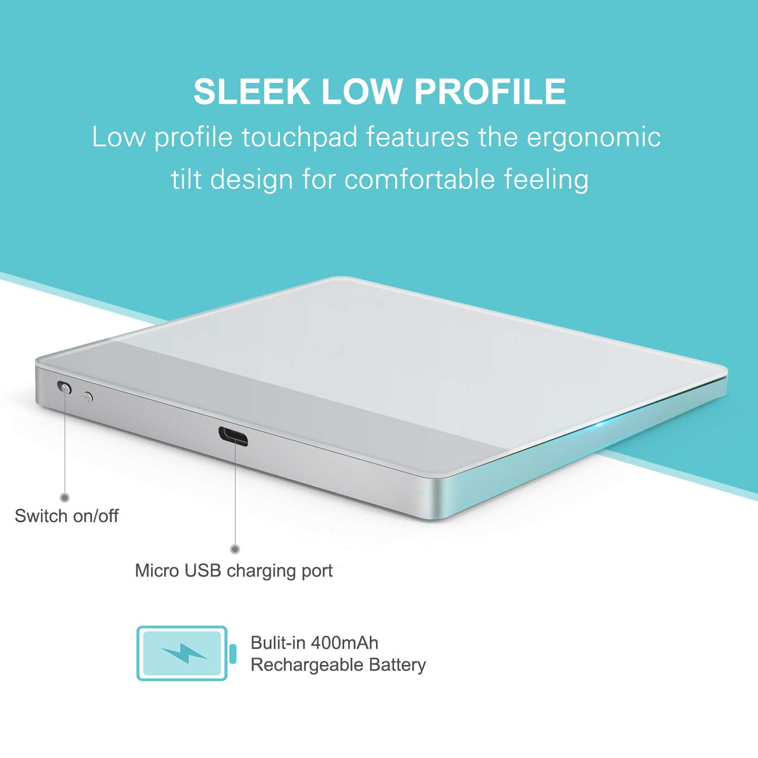 Laptop PC Wireless Trackpad Notebook Jelly Comb 2.4GHz Rechargeable