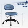 thumbnail image 3 of Misolant Vanity Chair with Back, Small Armless Cute Office Chair with Wheels and Lumbar Support, Comfy PU Leather Desk Computer Chairs with Adjustable Height, 360° Swivel for Home Bedroom, Navy Blue, 3 of 16
