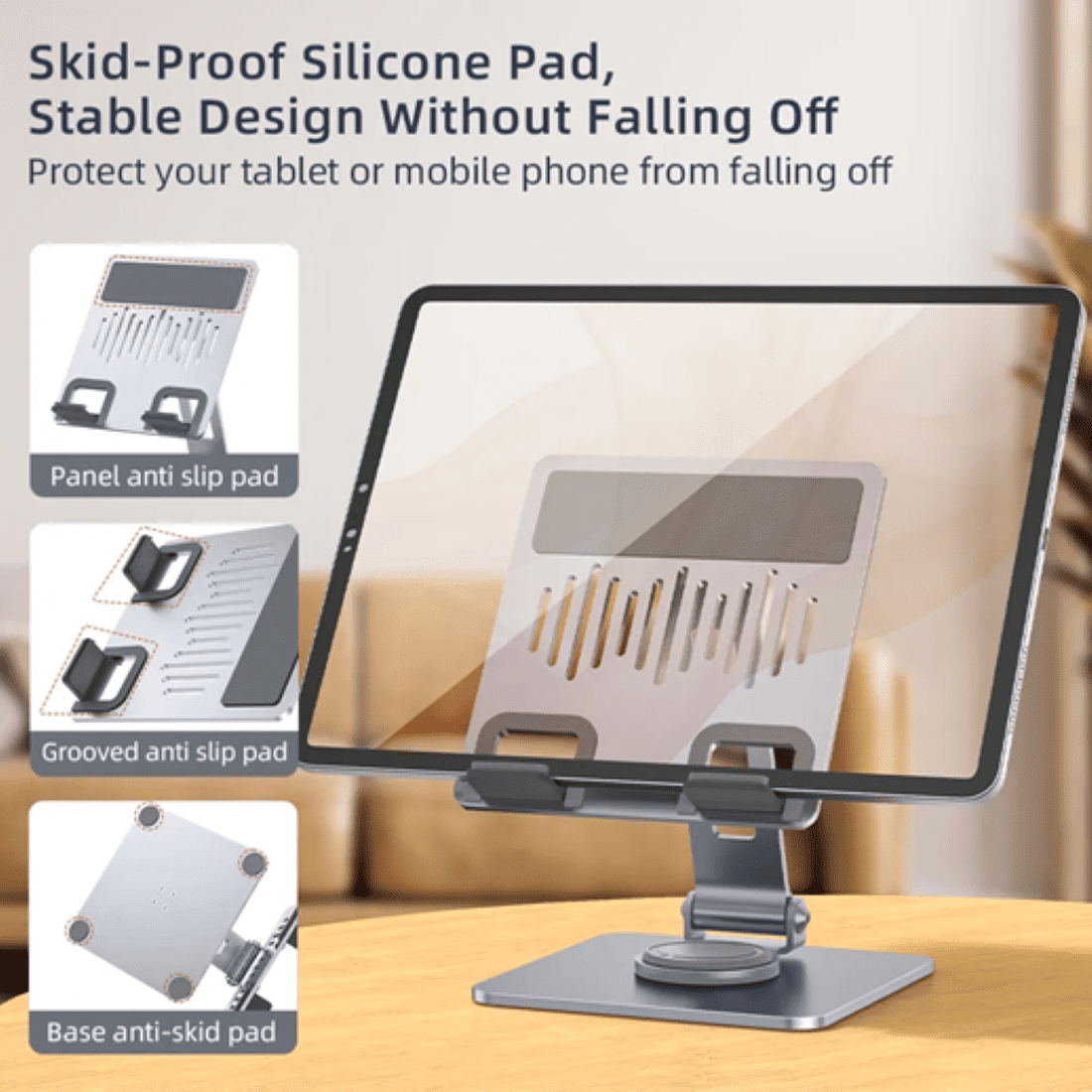 RDRKR Aluminum Alloy Steel Adjustable Foldable 360 Degrees Rotation Mobile Phone Tablet Stand For Android IOS Devices