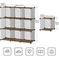thumbnail image 3 of Cube Storage Organizer, Wire Cube Storage, 9-Cube Metal Grid Storage Shelf, Modular Cabinet, DIY Cube Bookshelf, for Living Room, Bedroom, Study, Rustic Brown and Black, 3 of 9