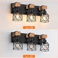 thumbnail image 4 of Lámpara de tocador estilo farmhouse FadimiKoo de 3 luces, madera y metal negro, 4 of 7