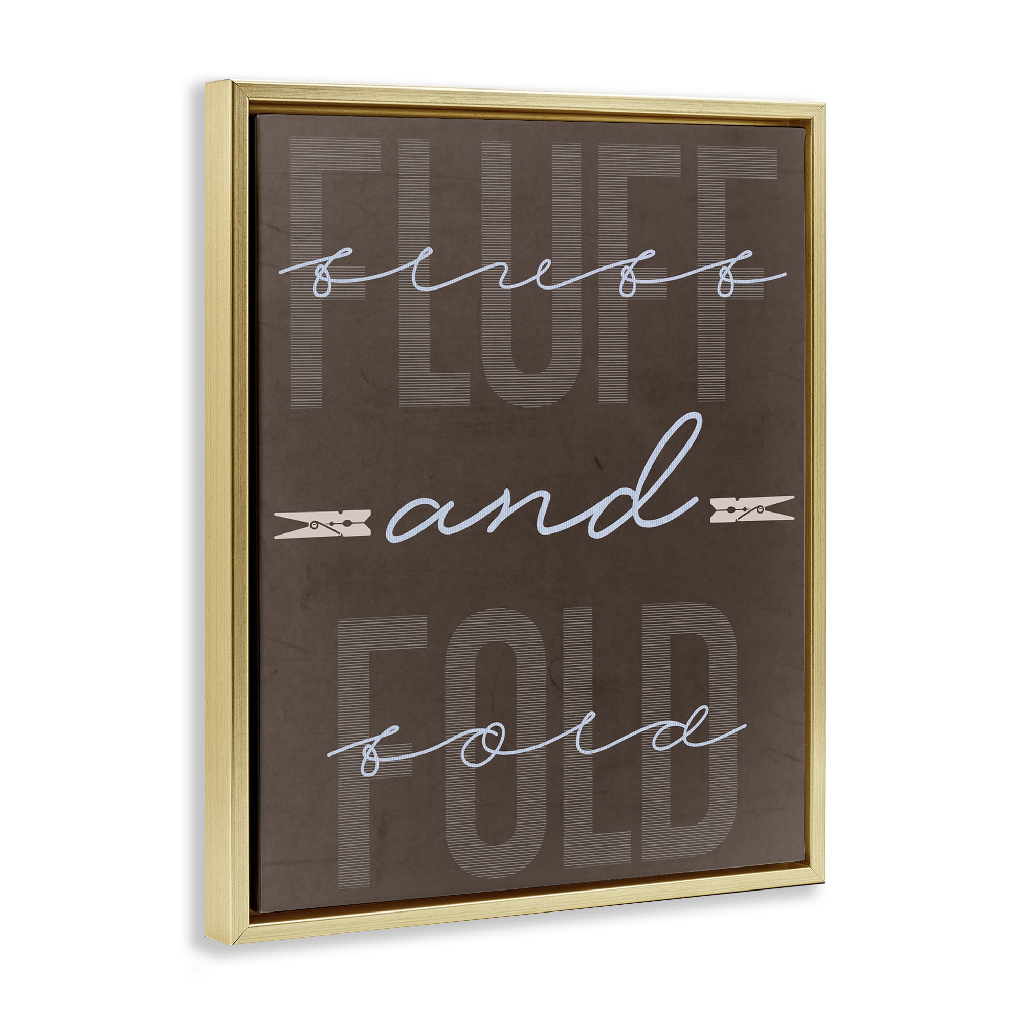Fluff And Fold Brown Minimal Gold Framed Floater Canvas Wall Art, design by Marcus Prime