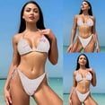 thumbnail image 2 of Zoeecloth Two Piece Bikini Set for Women Solid V Neck Two Piece Swimsuits Bathing Suit Women's Swimwear&nbsp;Bikini Swimsuits S-XL, 2 of 8