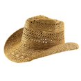 thumbnail image 4 of Hand‑Woven Paper Straw Cowboy Hat Hollow Knit Wide Brim Sun Hat Unisex Outdoor Beach Travel Sun‑Protection Fedora Hat for Men Adults, 4 of 7