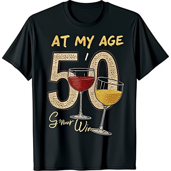 Whimsical Black T-Shirt for 50th Birthday At My Age 50 with Glasses & Good Graphic