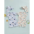 thumbnail image 3 of Suealasg Toddler Boys Rash Guard Swimsuit Animal Print Zipper Short Sleeve Bathing Suit with Swim Cap, 3 of 9