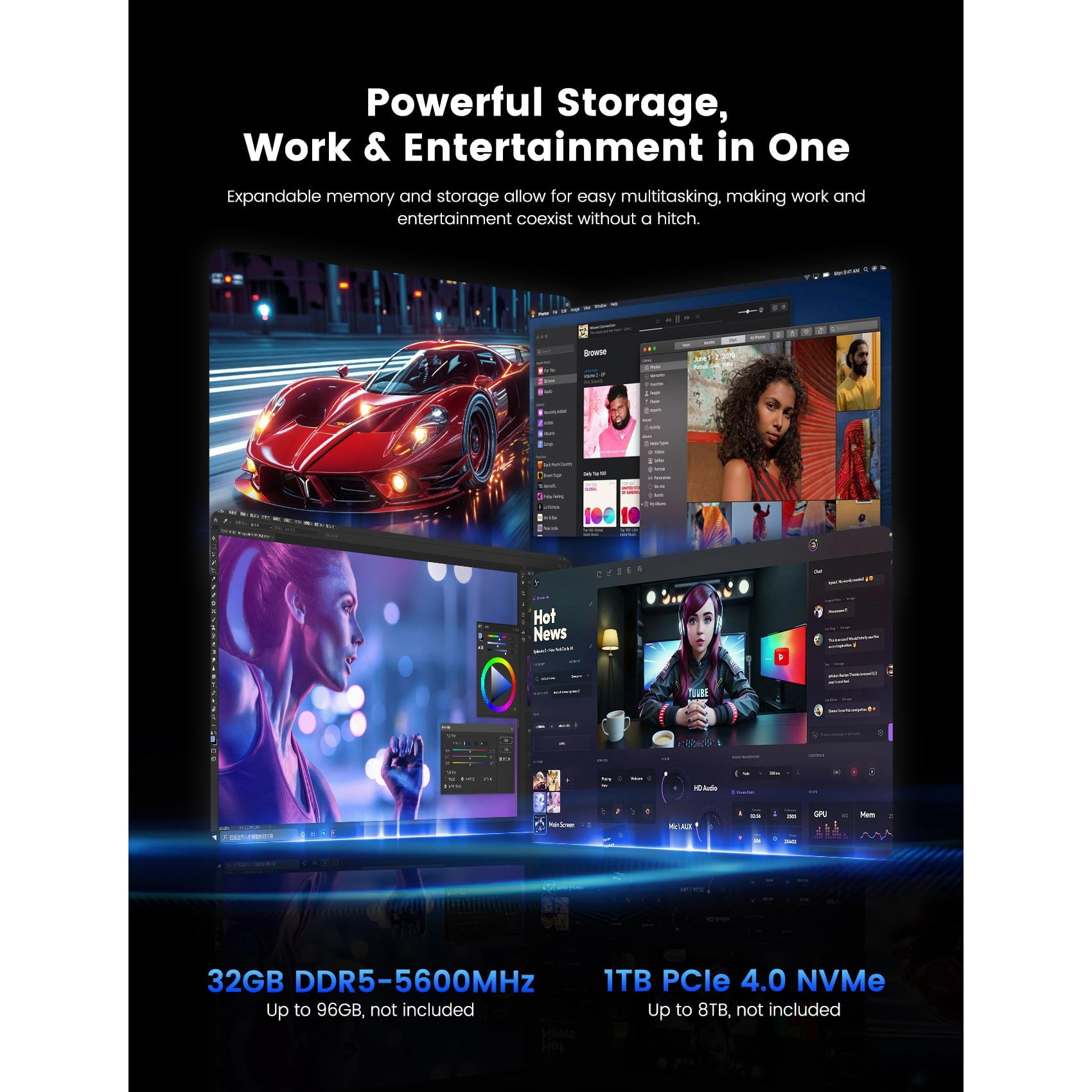 Mini PC – AMD Ryzen™ AI 9 365, 32GB DDR5, 1TB NVMe SSD, 8K@60Hz Display Support, Wi-Fi 6E, Dual-Fan Cooling, Pre-Installed Windows 11 Pro MINIX Elite ER936-AI