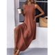 thumbnail image 3 of Vestido de verano Zeagoo 2025 casual sin mangas, playa, rojo ladrillo, 3 of 6
