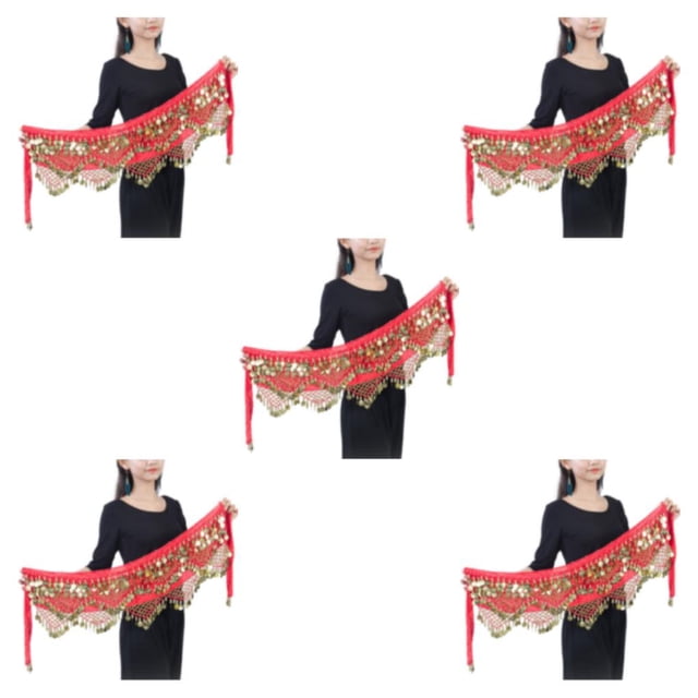 Cadena de la cintura Qarigey para danza del vientre con Lentejuelas colgantes y Bufanda de la cadera
