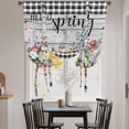 thumbnail image 3 of Spring Flowers Tie Up Curtains 45 Inches Long, Kitchen Window Curtains Over Sink, Farmhouse Black Plaid Wood Grain Small Window Curtains Shade Balloon Curtains Valances for Bedroom/Cafe 34"x45", 3 of 8