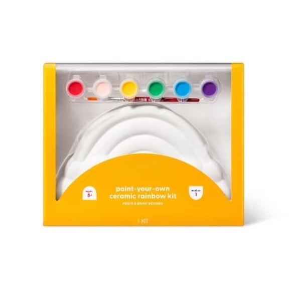 Paint-Your-Own Ceramic Rainbow Kit Painting Kit for Kids, Includes Brush & Paint, Ages 8 