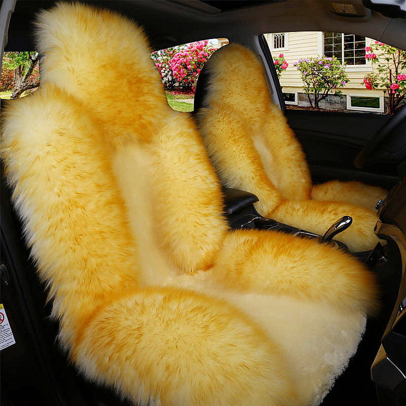 Single Wool Car Seat Cover Warm Sheepskin Fur Front Seat Cushion Mat Full Surround Pad Winter