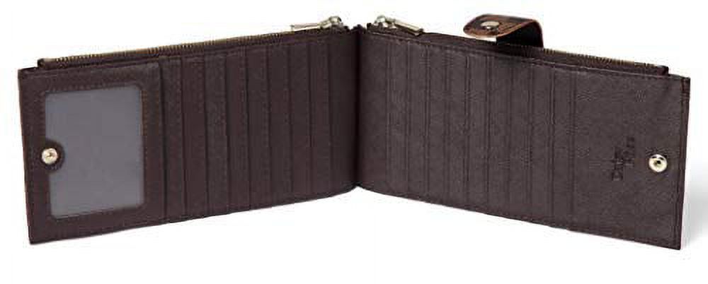 Daisy Rose Checkered Multi Card Wallet Clutch - RFID Blocking Organizer Card Holder with Zipper Pockets - Brown - image 4 of 7
