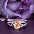 thumbnail image 1 of Gorgeous Art nouvea 2.00 Carat Oval Cut Morganite And Diamond Moissanite Twirled Style Engagement Ring, Wedding Ring in 10k Solid White Gold, Gift For Her Silver, White Gold, Bridal Set, Anniversary, 1 of 3
