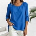 thumbnail image 4 of Lmueinov 3/4 Sleeve Length Tops for Women 100%Cotton Solid Crew Neck Casual Tunic Shirts Lightweight Pullover Blouses for Summer Fall Daily Vacation, 4 of 7