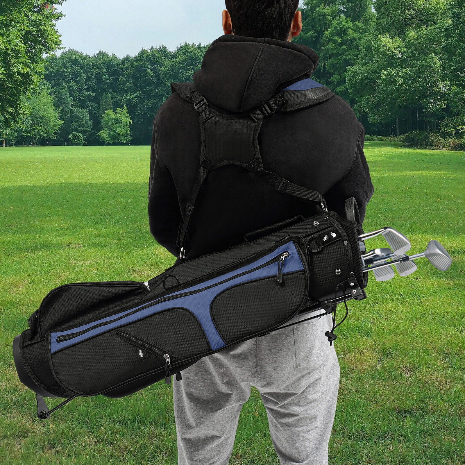 Portable Golf Stand Bag - Golf Carry Club Bag with 3-Way Dividers, 5 Pockets, and Comfortable Shoulder Strap - Durable and Water-Resistant Golf Bag for Men and Women
