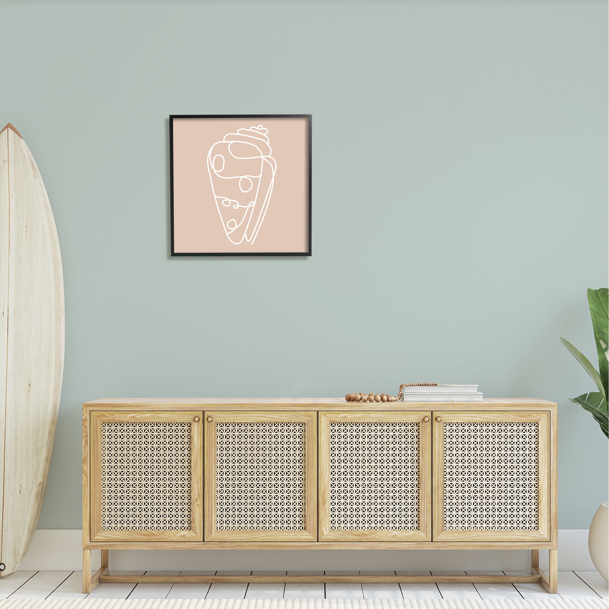 Stupell Industries Patterned Sea Shell Line Doodle Beach Ocean Graphic Art Black Framed Art Print Wall Art, Design by Daphne Polselli