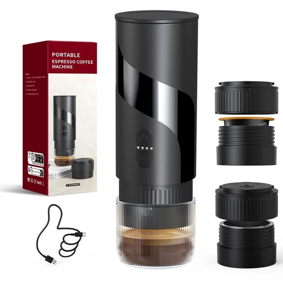 Portable Coffee Maker for Travel,Self-Heating Espresso Machine with USB, Compatible with Coffee Grounds & Capsules –Portable Espresso Maker for Car, RV, Camping, Office