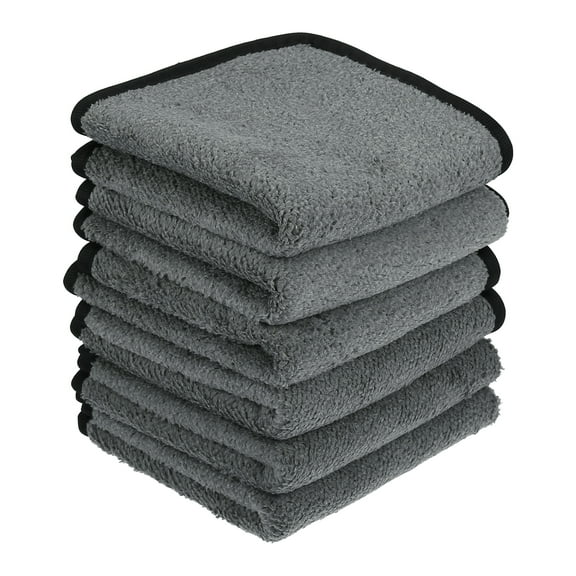 Motoforti Soft Absorbent Auto Care Car Cleaning Towels 23.6"x12" Coral Fleece Gray Yellow 6pcs