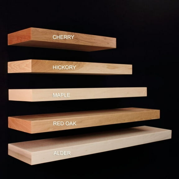 Floating Shelf, 24"L x 10"D x 2.5"T, 30 Pound Weight Capacity, Solid Wood and Wood Veneer Construction, Unfinished Maple