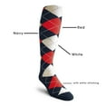 thumbnail image 2 of Golf Knickers Colorful Knee High Argyle Cotton Socks For Men Women and Youth - KKKK: Navy/Red/White - Ladies, 2 of 2