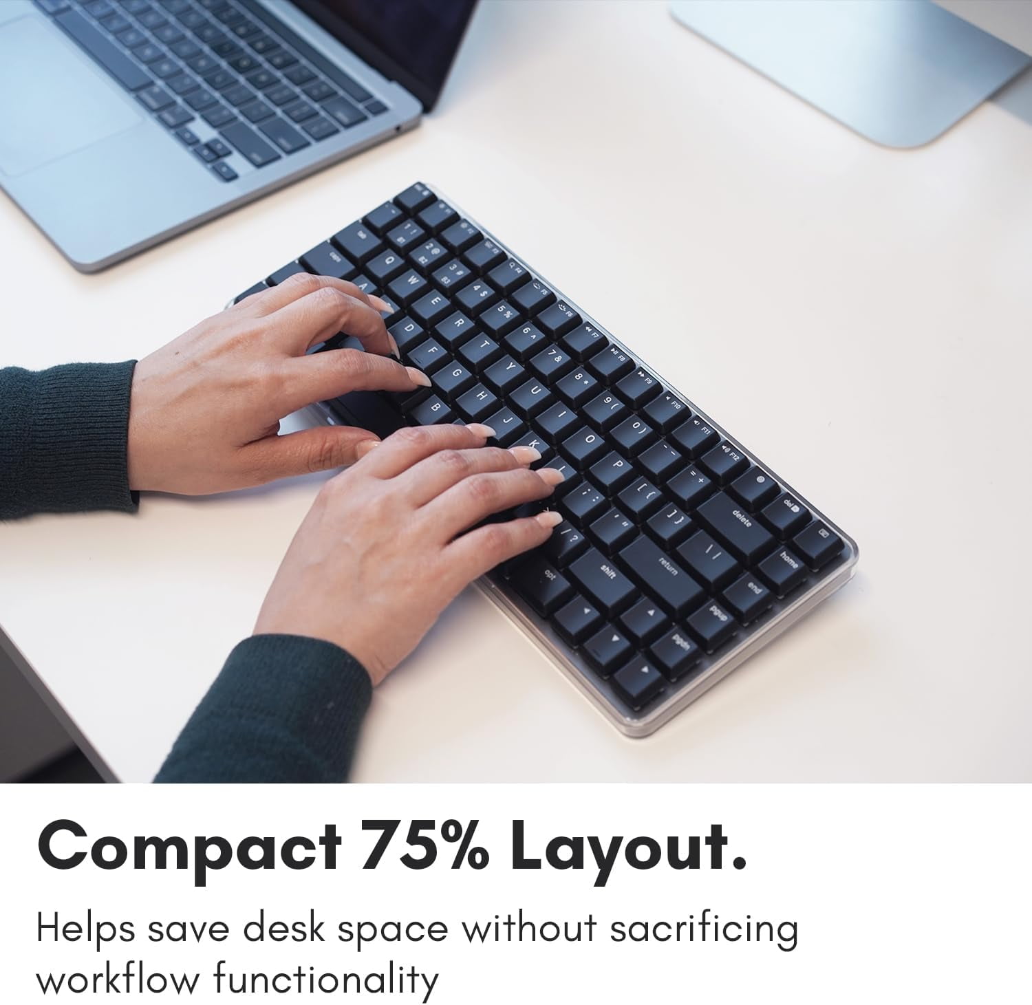 Macally Wireless Mechanical Keyboard for Mac | Compatible Bluetooth Apple Keyboard (75% Size, Blue Tactile Switches)  Compact, Multi Device, Backlit for MacBook Pro/Air, iMac, Mac Mini/Pro