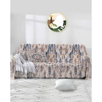 Navy Blue Orange Boho Sofa Covers for 3 Cushion Couch,Washable Sectional & L Shape Couch Covers for Dog/Cat/Kids,Ethnic Tribal Shabby Chic Mandala Floral Non Slip Sofa Slipcover Futon Cover 71x150