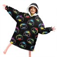 thumbnail image 4 of Game Controller Black Pattern Lamb Fleece Blanket Hoodies for Teens ,Teens Oversize Sherpa Wearable Hooded Blanket Sweatshirt with Super Pockets, 4 of 6