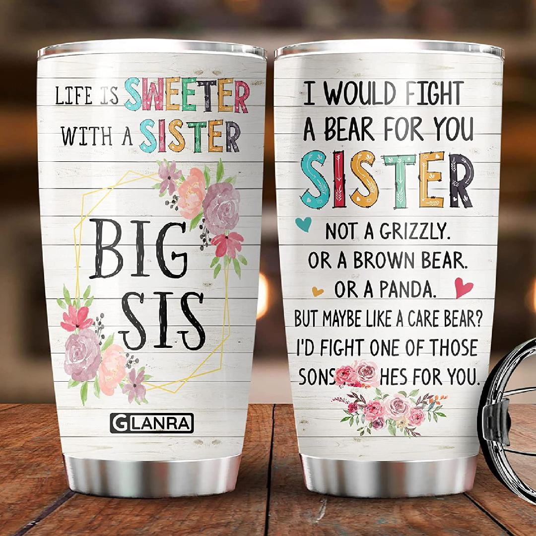 Sister Tumbler-Sisters Gift from Sister,Pink Cute Floral Tumbler with Lid  and Straw,Sister Birthday …See more Sister Tumbler-Sisters Gift from