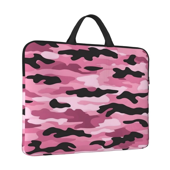 Laptop Sleeve Bag For Women Men 14inch Waterproof Durable Protective Computer Carrying Cover Handle Laptop Case Bag Texture Military Camouflage Pattern Abstract Pink_2