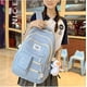 thumbnail image 2 of Preppy Backpack Smiley Face Aesthetic Backpack Solid Book Triple Bags Zipper Large Laptop Backpack Supplies (Blue), 2 of 5