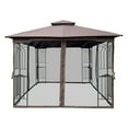 thumbnail image 4 of Tcbosik Outdoor Gazebo, 10x10ft Heavy Duty Gazebo with Mosquito Netting & Double Roof, Tent Shelter for Patio Lawn Backyard Garden, Brown, 4 of 9