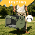 thumbnail image 5 of 36in Collapsible Dog Crate, Portable Soft Travel Dog Crate with Bowl, Foldable Pet Kennel Carrier, with Signature Card and Pen, Green, 5 of 8