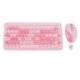 thumbnail image 1 of 2.4GHz Wireless Keyboard and Mouse Set with Retro Round Keys for Home, Pink, 1 of 4