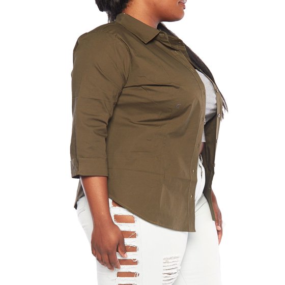 where to buy plus size womens button down shirts