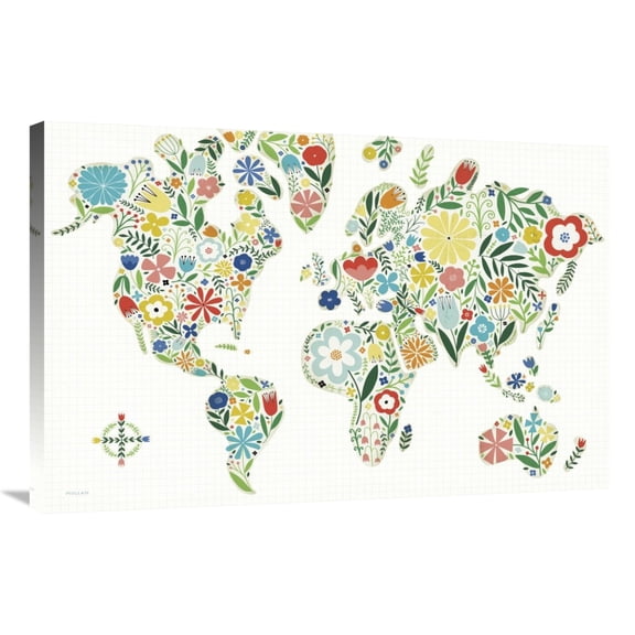 Global Gallery's 'Floral World White' By Michael Mullan Stretched Canvas Wall Art