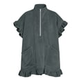 thumbnail image 6 of ShomPort Womens Summer Sweatshirt Dress Oversized Ruffle Cap Sleeve Half Zip V Neck Casual Mini Dresses with Pockets, 6 of 6