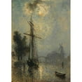 thumbnail image 2 of Johan Barthold Jongkind 18x24 Gold Ornate Framed and Double Matted Museum Art Print Titled - Vue Du Port D’Overschie (1871), 2 of 4