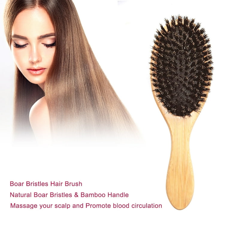 Flair Brush 100% Pure Small Boar Bristle Soft Hair Brush Mini Bamboo Handle  